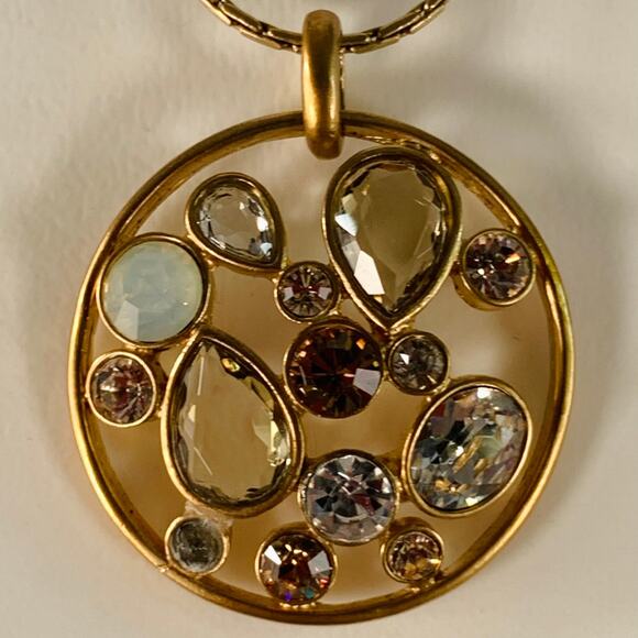 GIVENCHY Vintage Gold Chain Link Rhinestones Pendant Necklace - Picture 3 of 5